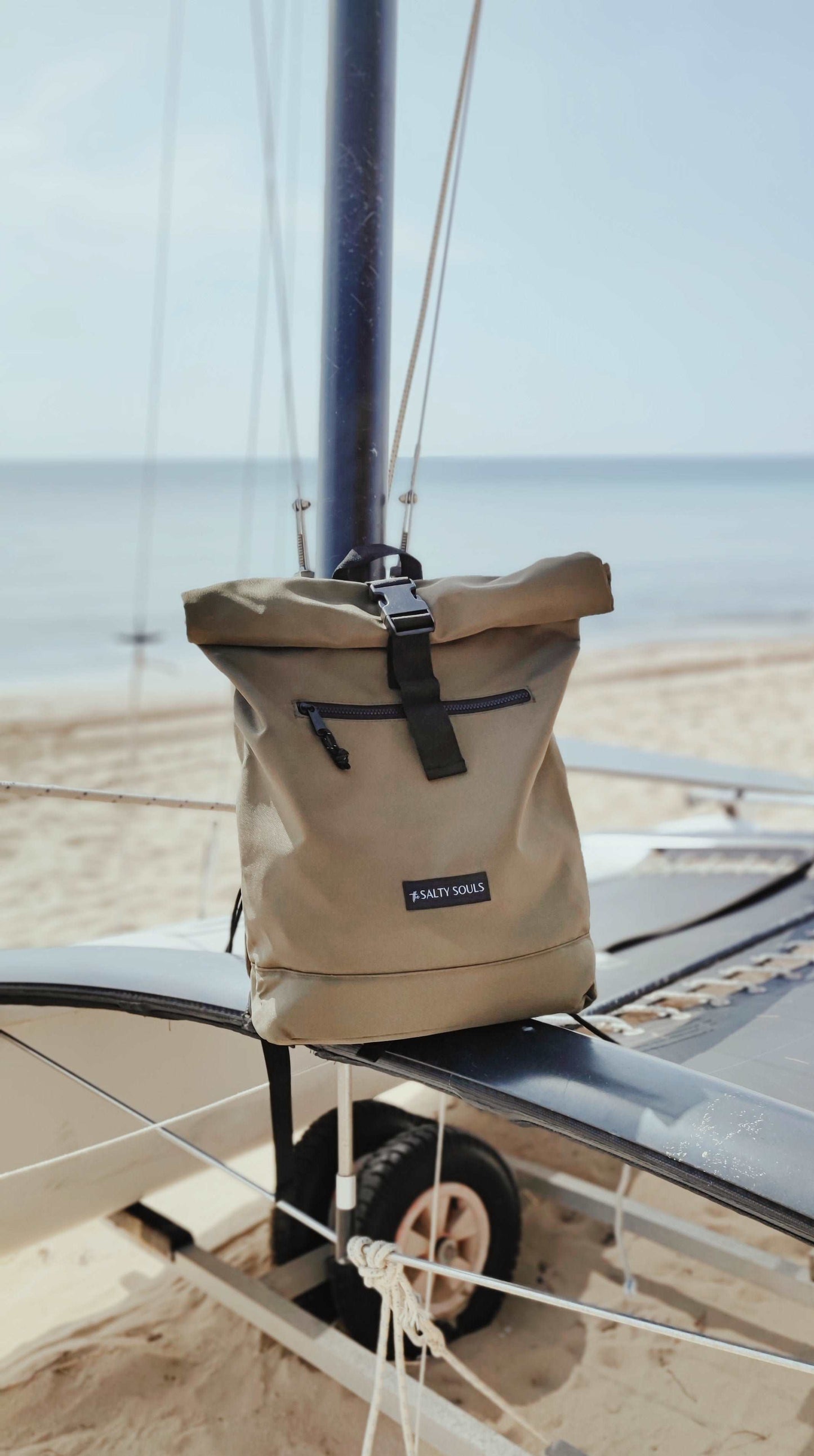 Recycled Backpack Roll-Top Khaki