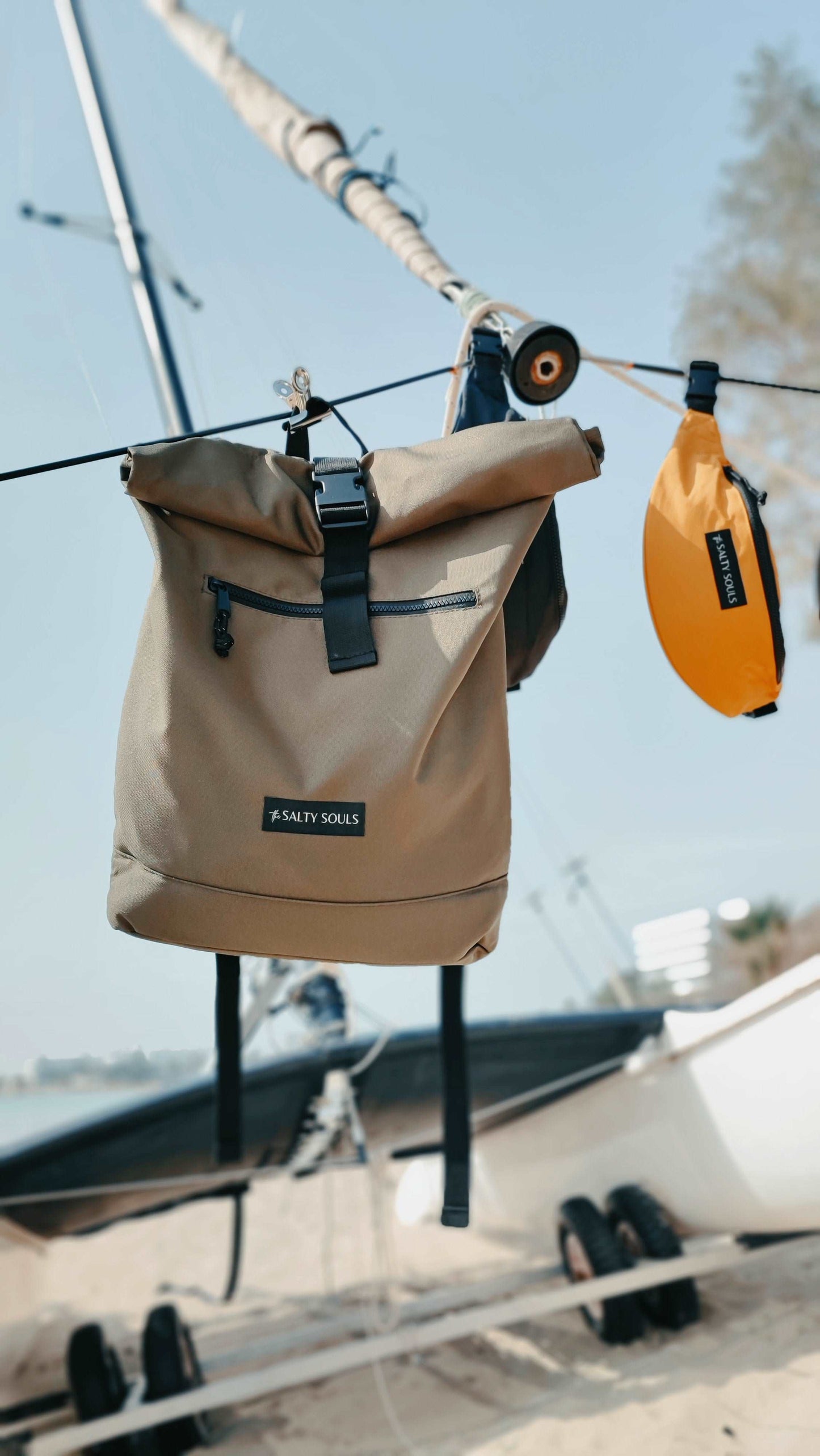 Recycled Backpack Roll-Top Khaki