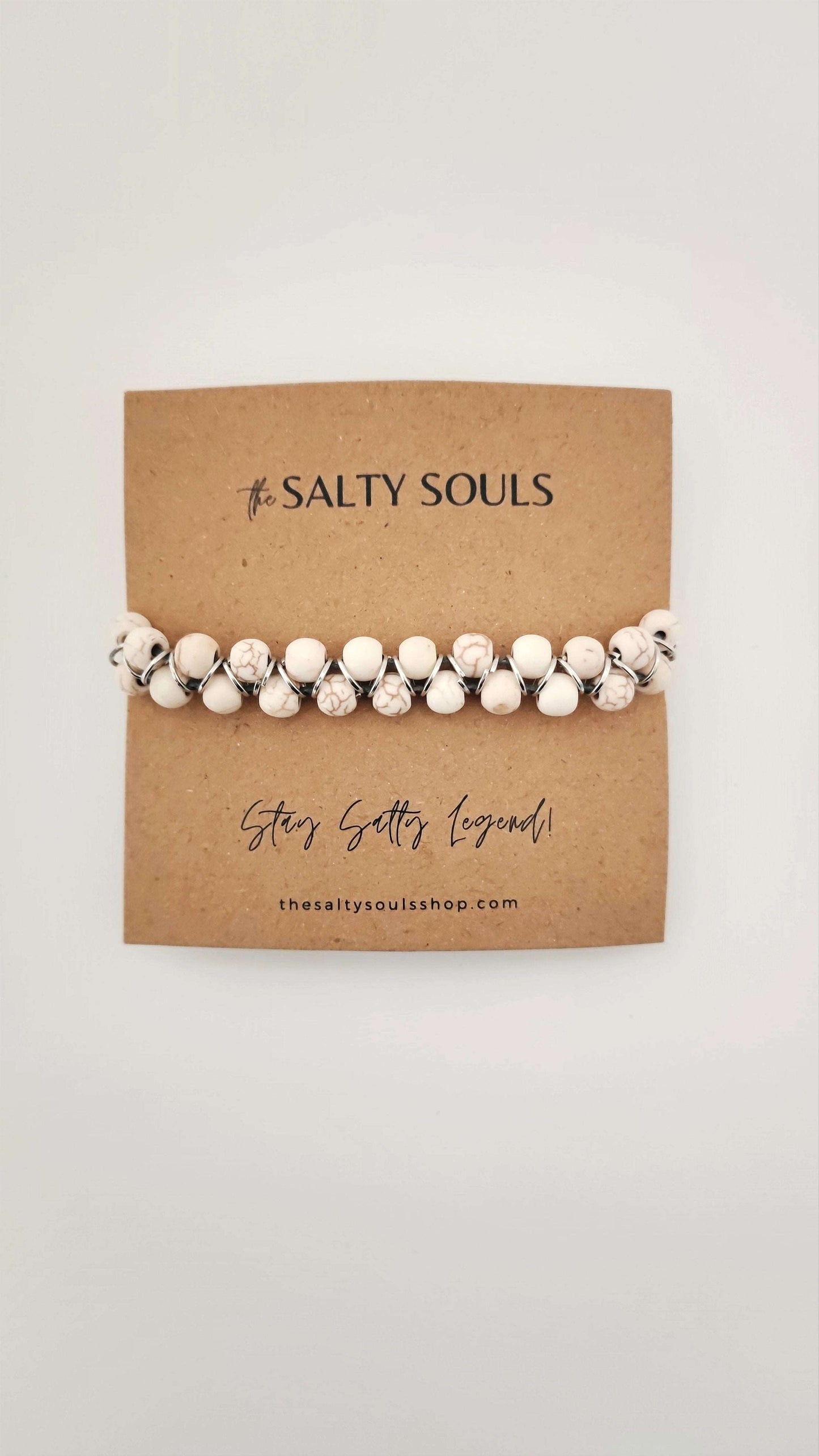WHITE STONE BEAD BRACELET