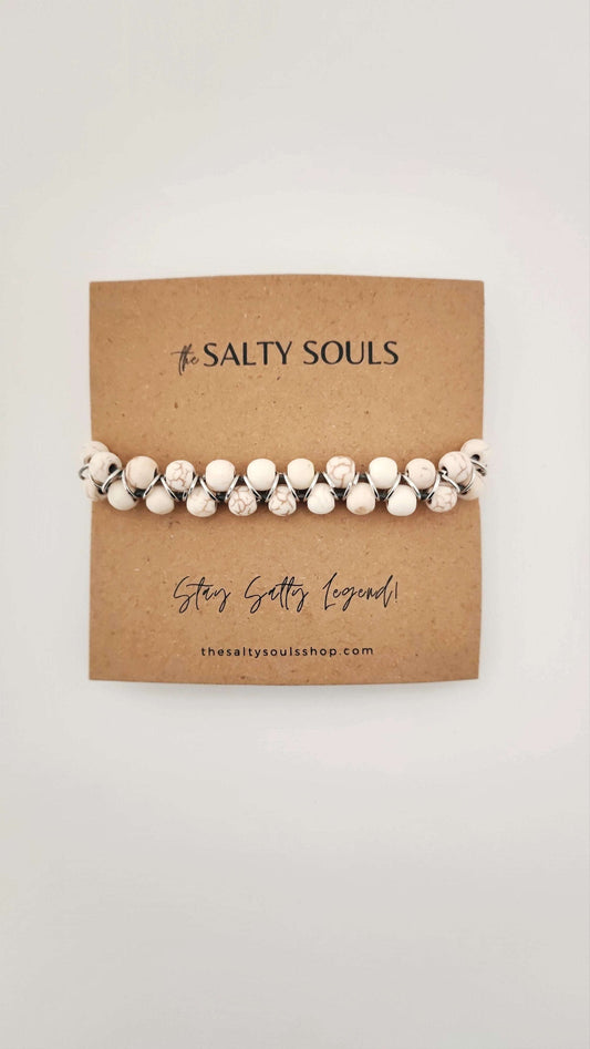 WHITE STONE BEAD BRACELET
