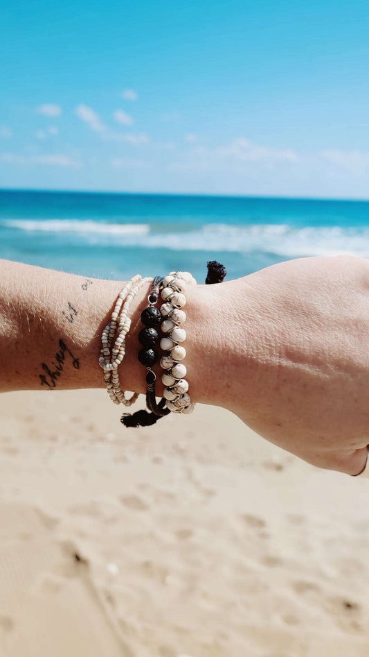 LAVA STONE BRACELET TRIO PINK