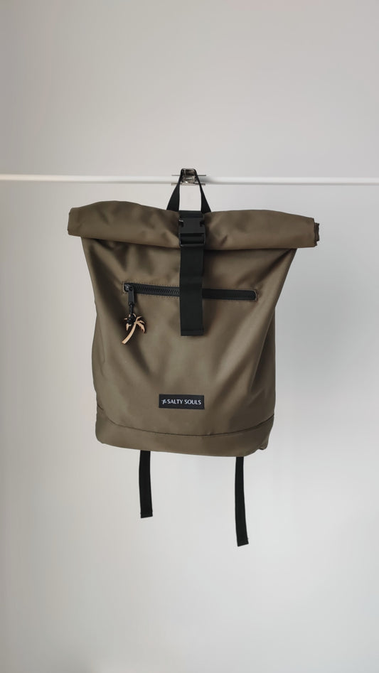 Recycled Backpack Roll-Top Khaki